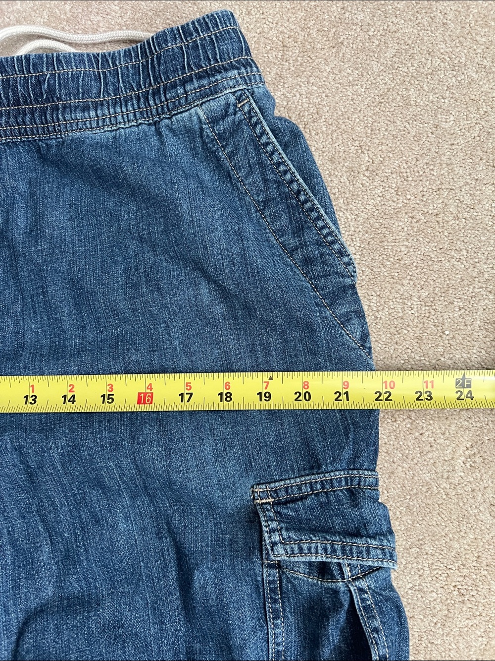 James Perse Denim Cargo Pants Full‑Length Relaxed Fit Drawstring Waist Size 3 - Picture 15 of 16